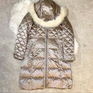 BCBGMAXAZRIA rose gold quilted puffer coat